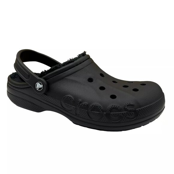 Crocs Men\'s Baya Lined Clog Size 9 Black Slip-on Faux Fur Fuzzy Warm Comfortable main image 4